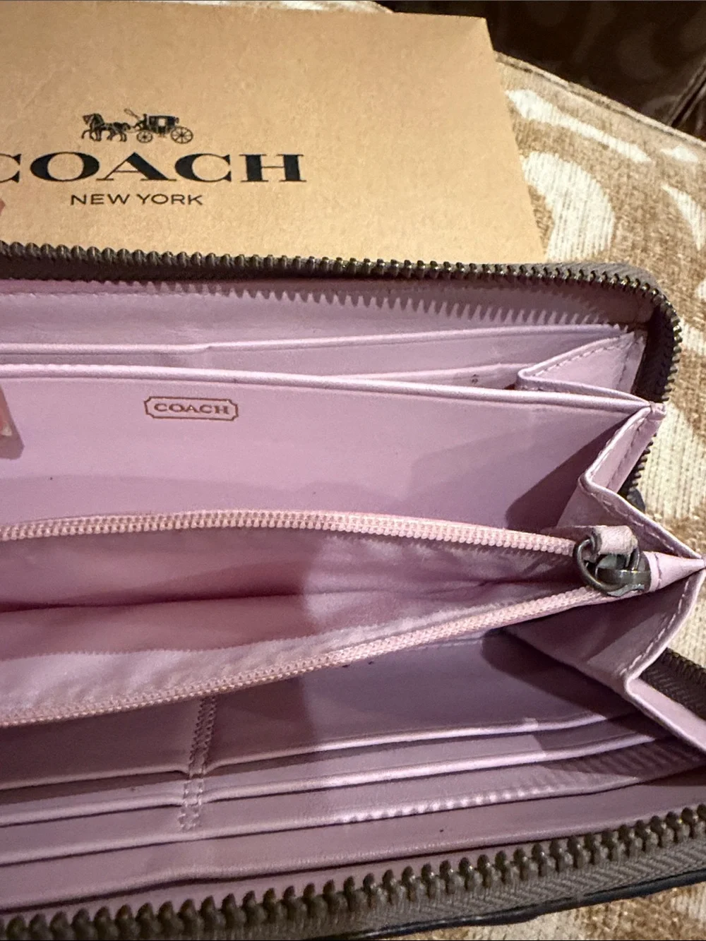 Coach Snake-Print Zip Wallet in Gray and Black Tones - lavender interior 💜